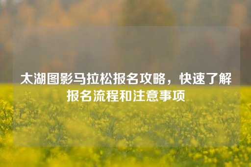 太湖图影马拉松报名攻略，快速了解报名流程和注意事项-第1张图片-皇冠信用盘出租